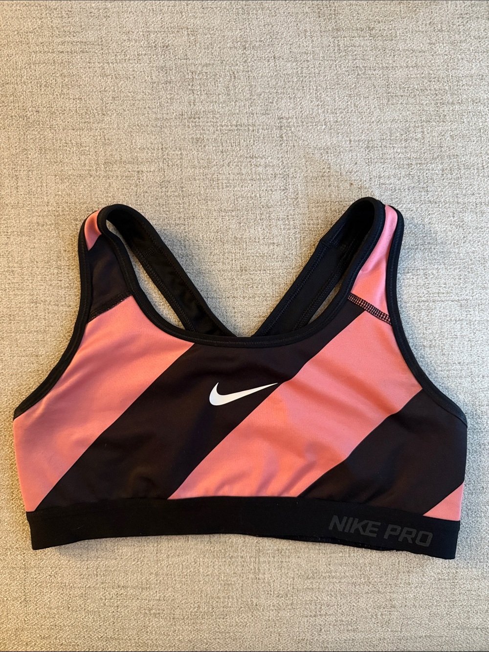 Nike Pro Diagonal Pink and Black Racerback Sports Bra